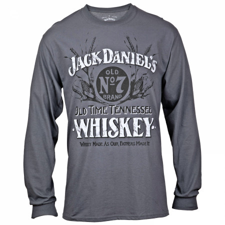 Jack Daniels Men's Grey Long Sleeve Whiskey Shirt